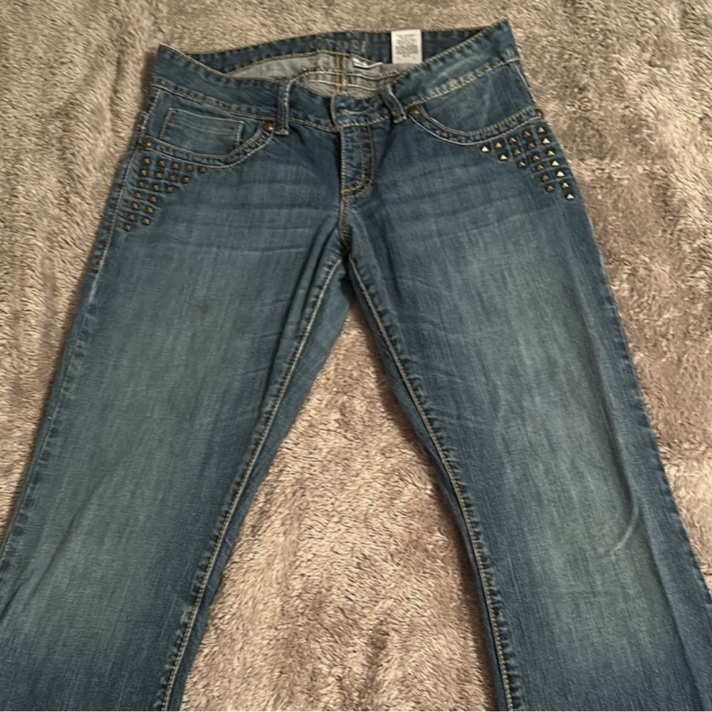 Cruel Girl Keri Low Rise Bootcut Stylish Blue Studded Women's Jeans